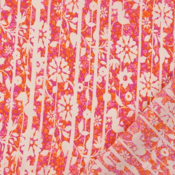 Viskose Crepe - pink-orange-weiß